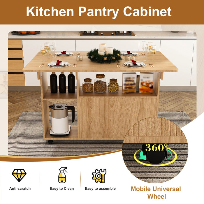 Multi Functional Folding Table With Storage Shelves And Wheels