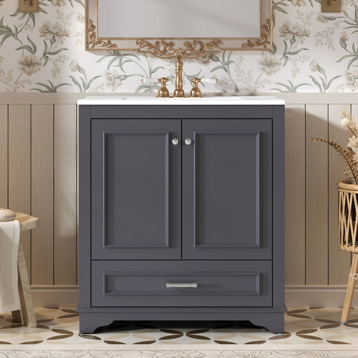 Bathroom Vanity With Sink, Cabinet & 2 Soft Closing Doors & Adjustable Shelf