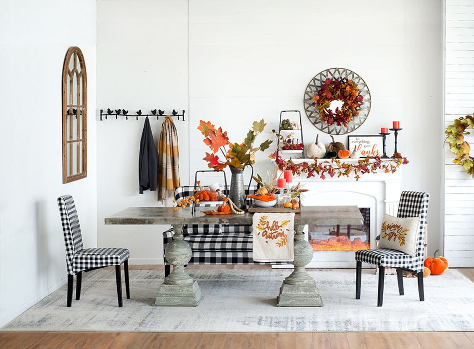 Fall Leaves Wreath, Botanicals Decor For Harvest Festival Fall Festival & Thanksgiving Table Decorations (Set of 12) - Orange Multi