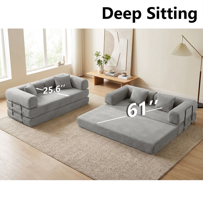 Convertible Sleeper Sofa Bed, 3 Seater Fold Out Couch With Mattress