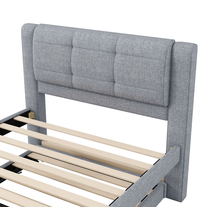 Upholstered Platform Bed With Multifunctional Trundle