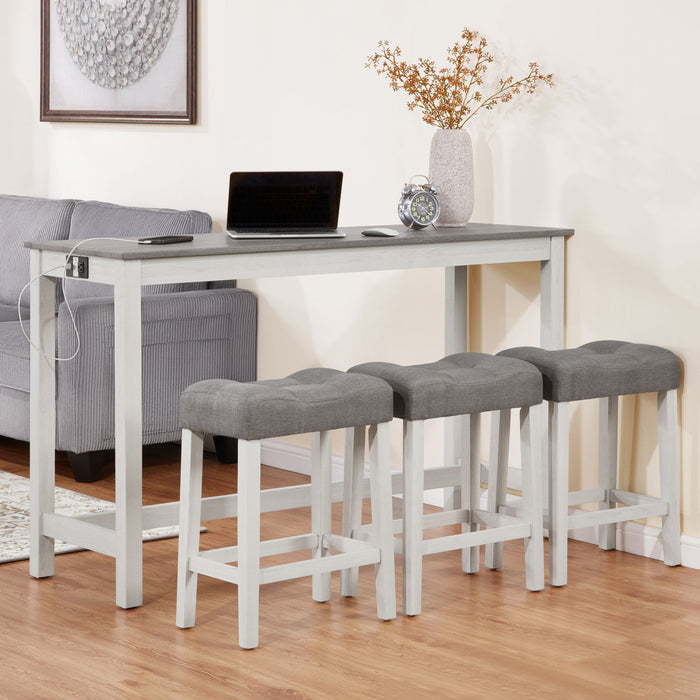 4 Piece Bar Table Set With Power Outlet