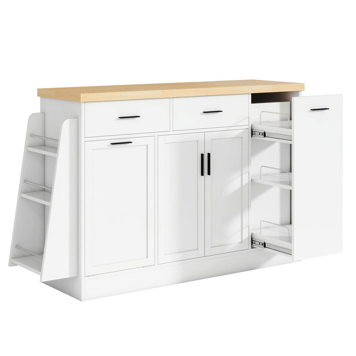 Kitchen Sideboard With Sliding Door Cabinet, 3 Tier Spice Rack