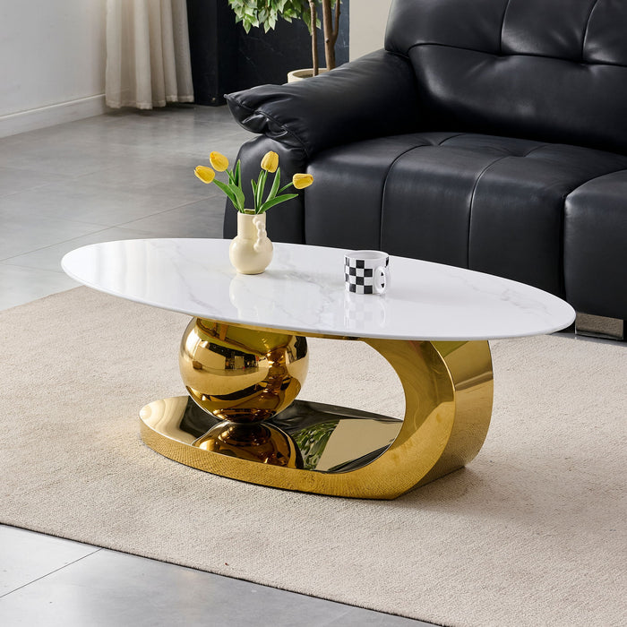 Oval Coffee Table With Geometric Precision