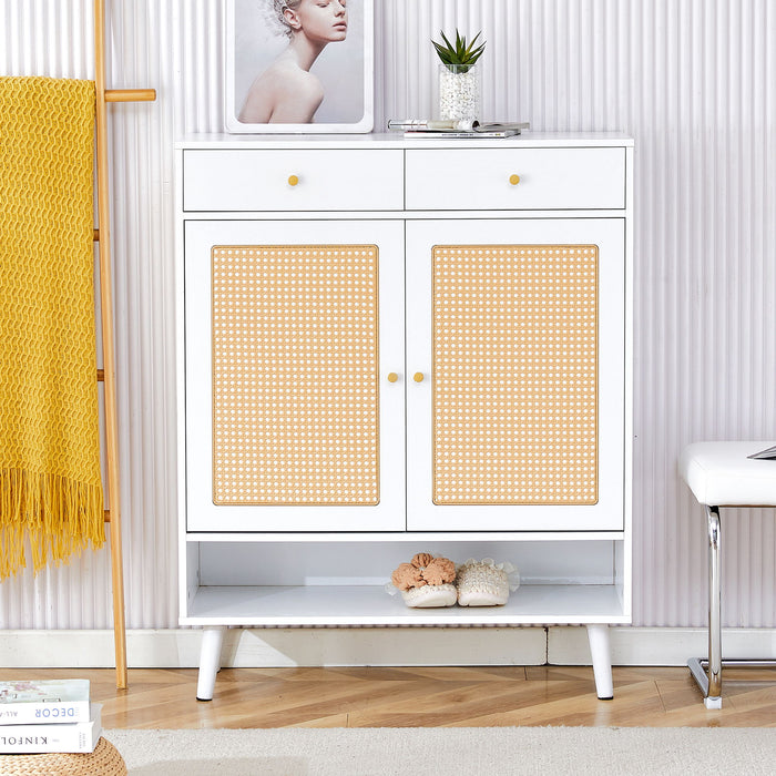 Modern Minimalist Rattan Shoe Cabinet, Elegant Storage Solution