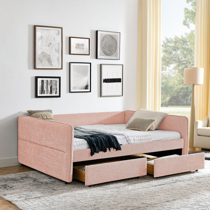 Upholstered Daybed & 2 Drawers