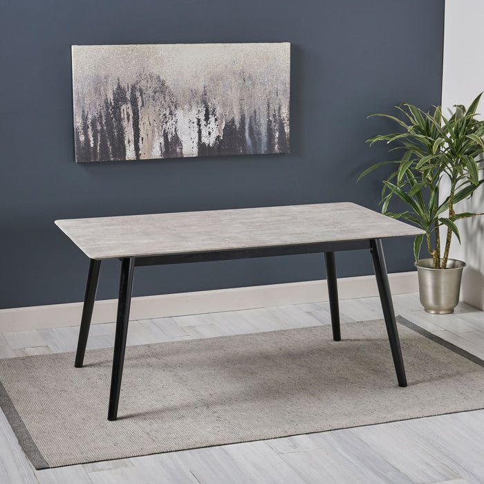 Chic Dining Table With High Pressure Laminate Top And Solid Wood Legs - Natural