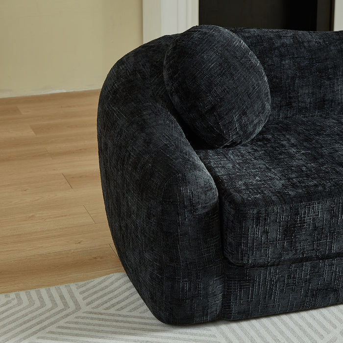Curved Convertible Sofa, 2 In 1 Frameless Folding Sofa Bed With Pull Out Base And Deep Seat
