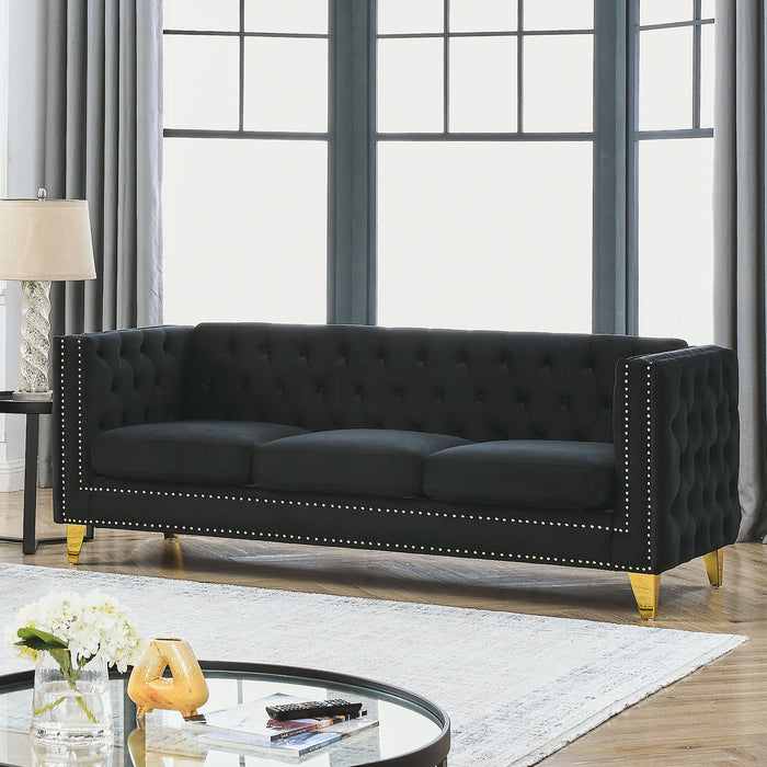 Modern Sofa With Button Tufting, Upholstered Couch For Living Room
