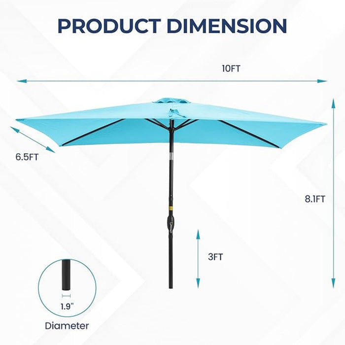 3ft patio umbrella Rectangular Patio Umbrella With Crank Tilt, Polyester UV-Resistant Canopy