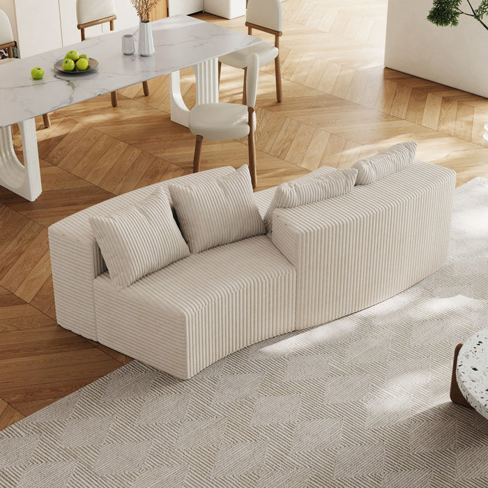 Curved Sectional Sofa With 4 Pillows, Modular Semi Circular Design