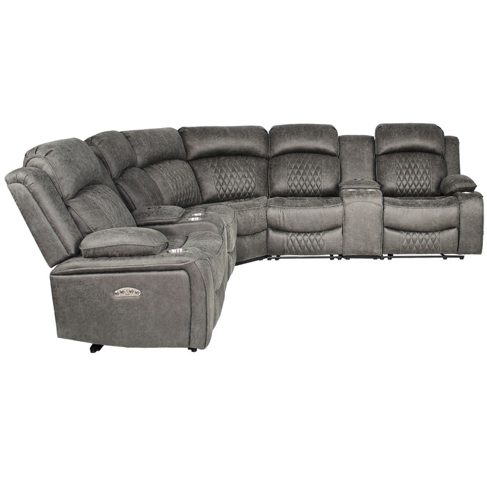Power Motion Reclining Sectional Set With Console