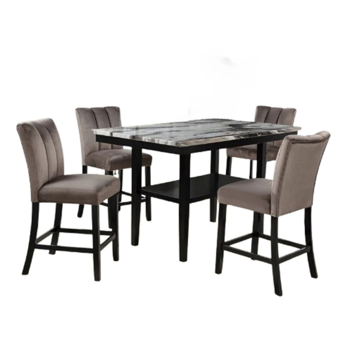 5 Piece Counter Dining Set With Table, Chairs - Black / Brown
