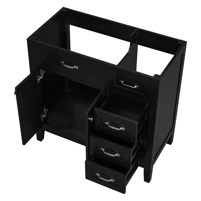 Modern Bathroom Vanity Base Only, 2 Doors And 3 Drawers