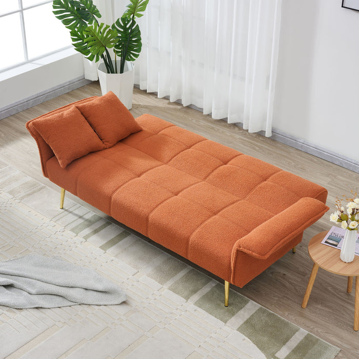 Convertible Double Futon Sofa Bed With Folding Armrests For Living Rooms