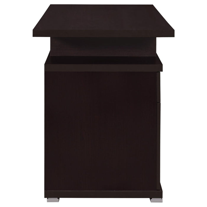 2 Drawer Reversible Office Desk With Modular Design - Brown