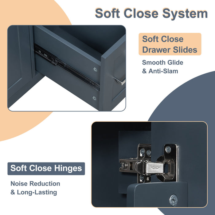 Modern Bathroom Vanity With Sink, Flip Drawer & 2 Drawers, Soft Close Hinges, Adjustable Shelf