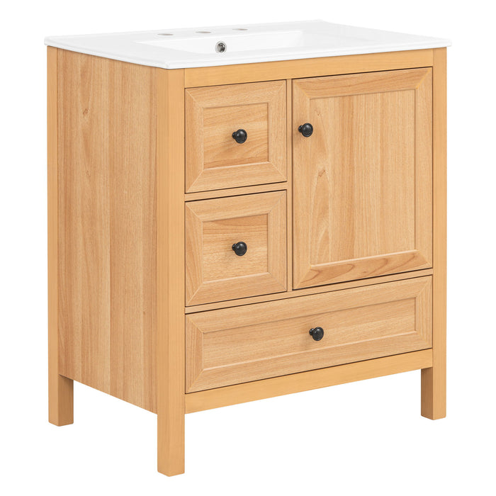 Modern Bathroom Vanity With Sink, Soft Close Drawers & Door, Storage Rack