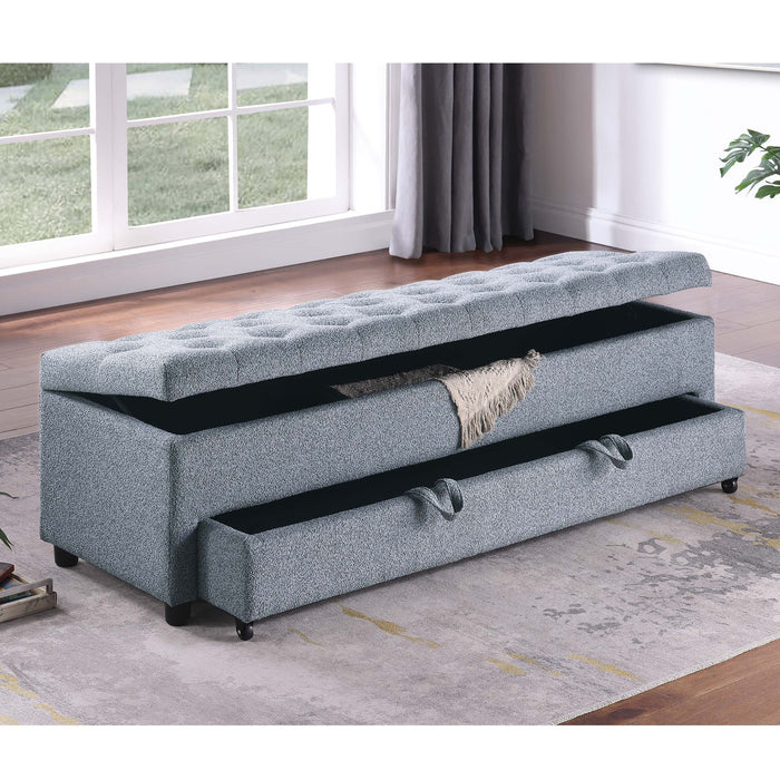 Storage Ottoman With Tufted Seat And Underseat Drawer