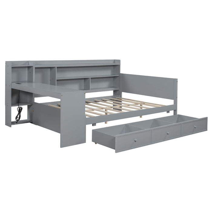 Daybed With 3 Drawers USB Ports And Desk