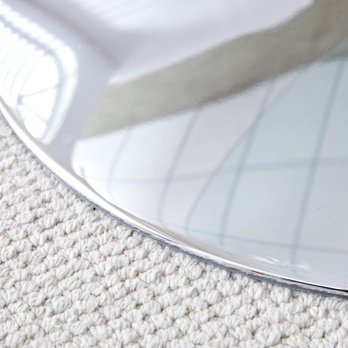 Modern Minimalist Circular Glass Dining Table With Electroplated Metal Legs 35" Diameter - Transparent