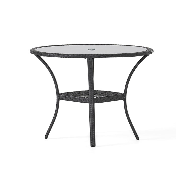 Bistro Table With Iron Frame And Glass Top - Gray