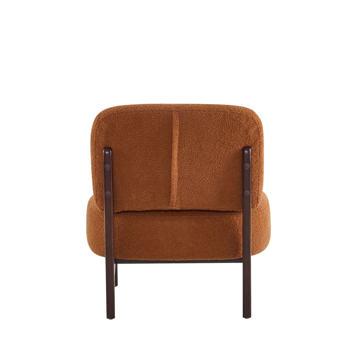 Modern Boucle Lounge Chair With Solid Wood Fram