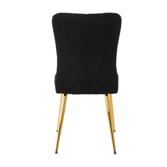 Modern Teddy Wool Dining Chair With Plated Metal Legs Upholstered Fabric Side Chair (Set of 4) - Black