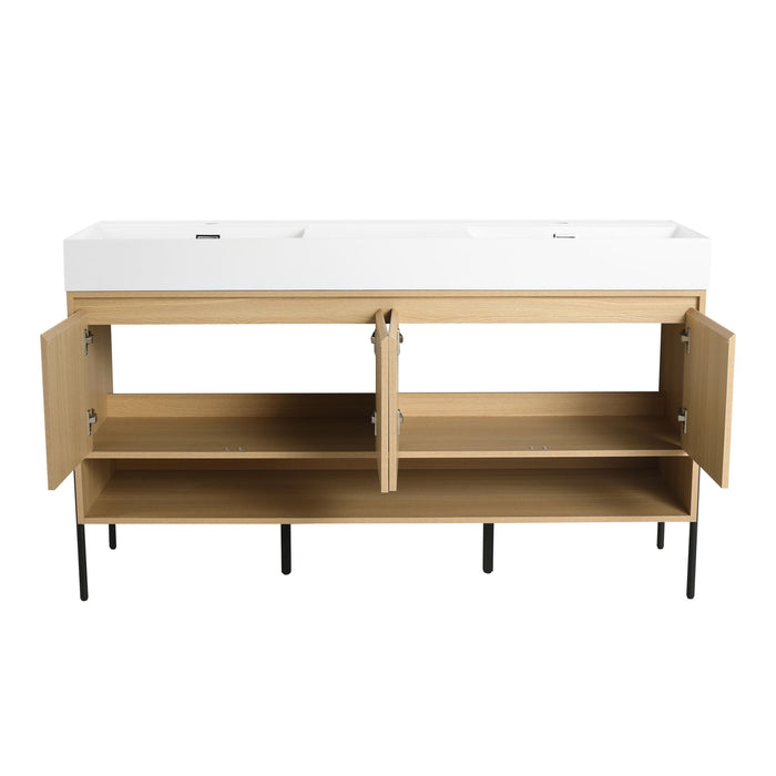 Modern Bathroom Vanity Combo With Single Resin Sink And Storage Cabinet