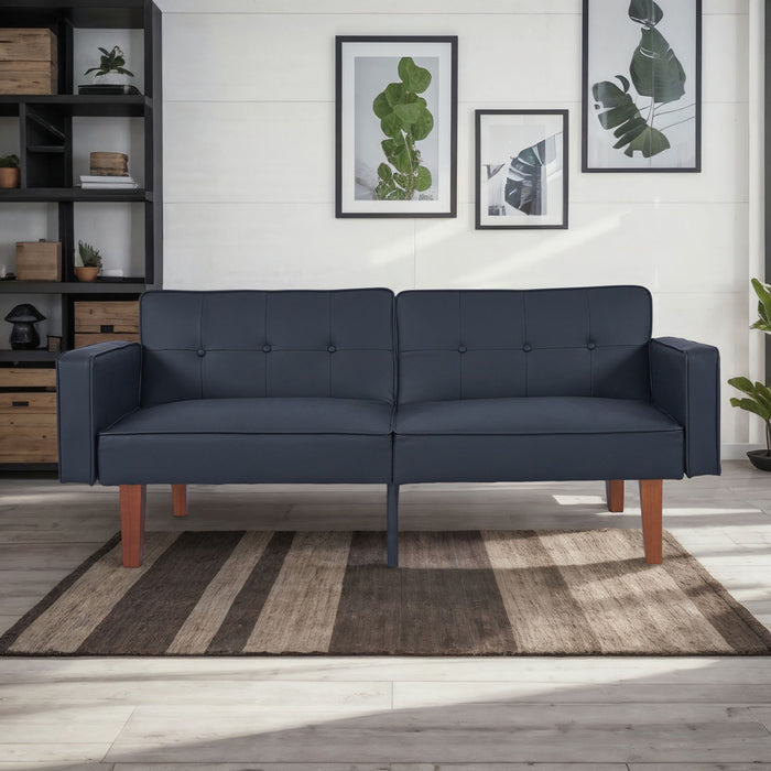 Convertible Futon Sofa Bed With Adjustable Split Back, Twin Size Sleeper Couch - Black
