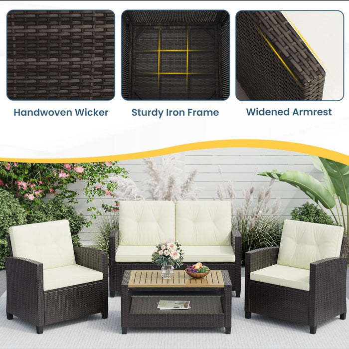 Modern All-Weather Patio Set With Cushions And Table