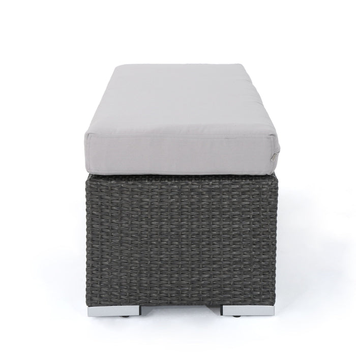 Enthrallia - Outdoor Wicker Bench With Foam Filled Cushion
