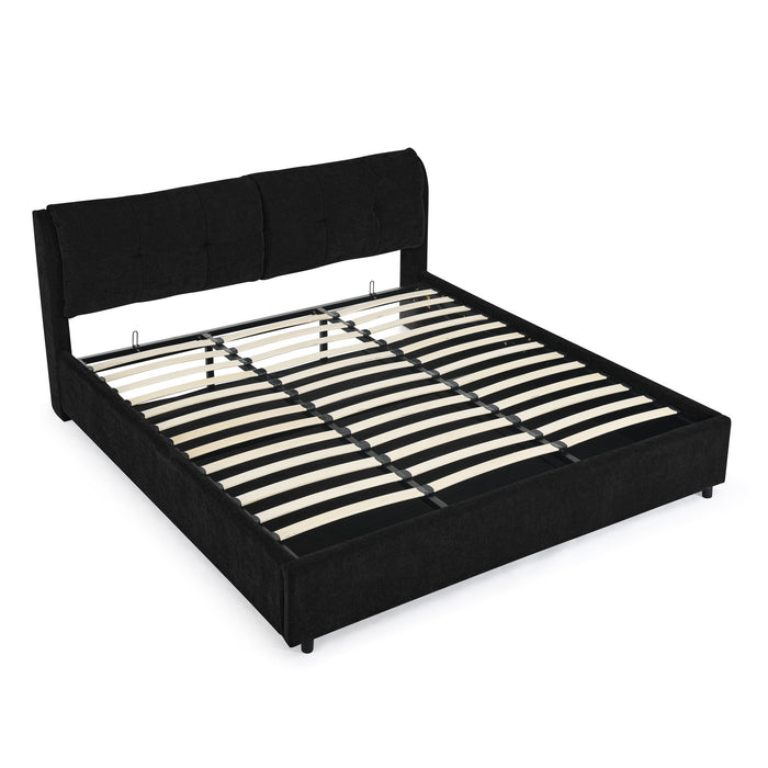 Storage Upholstered Hydraulic Platform Bed With Integrated Headboard