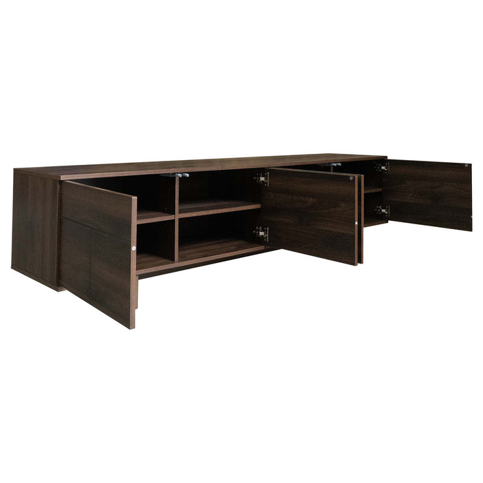 TV Stand For TVs Up To 85", Entertainment Center, Cable Management, Push Openers, Soft Closing Hinges & Adjustable Shelves - Dark Brown