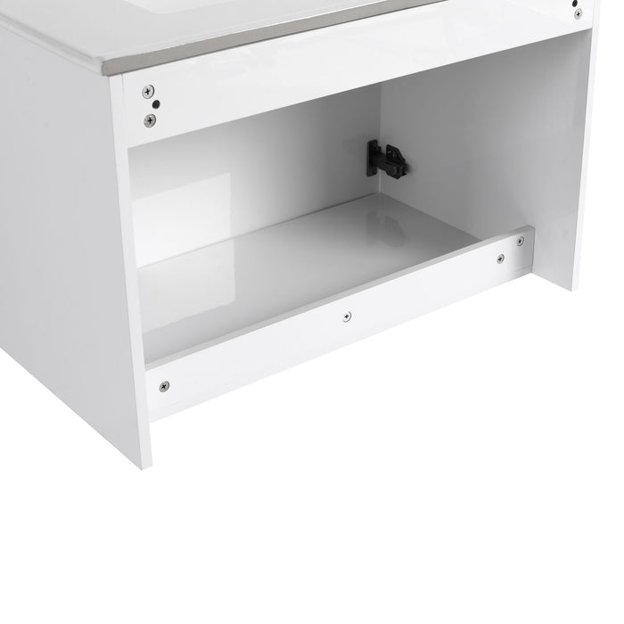 Wall Mounted Bathroom Vanity With Sink, 2 Soft Close Doors, Cabinet & Half Door