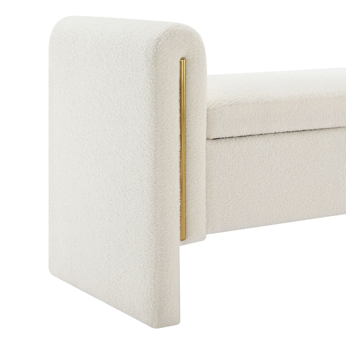 Modern Teddy Upholstered Large Bed End Bench With Arms And Storage