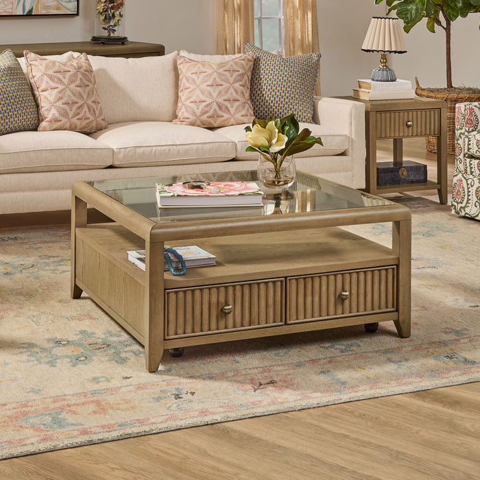 Reed - Square Coffee Table With Casters - Driftwood Oak