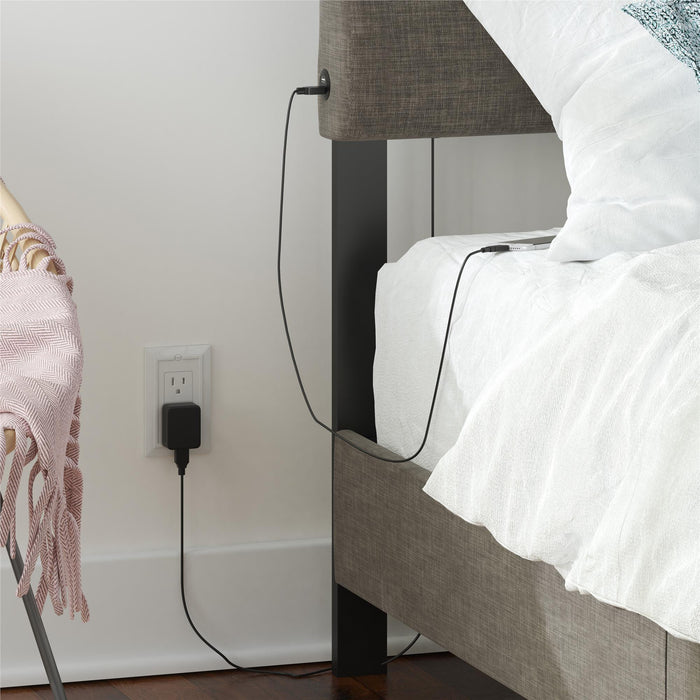 Paloma - Twin Bed With Dual USB Port - Linen