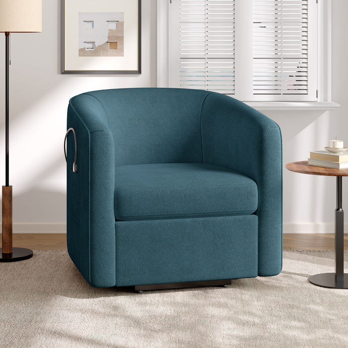 Power Lift Recliner Barrel Shape Reclining Chair With Footrest And Side Pocket