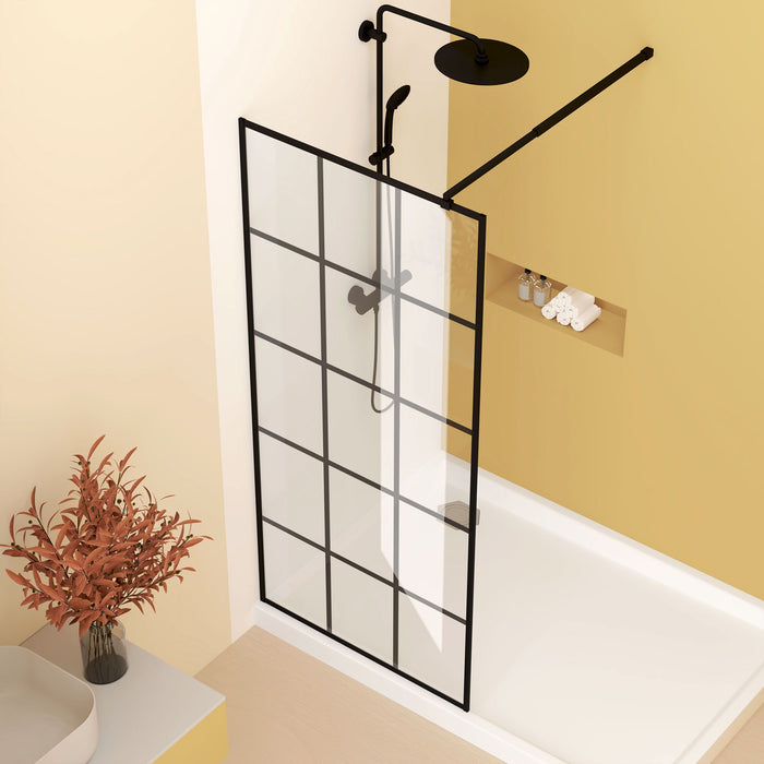 Framed Glass Shower Screen - Matte Black