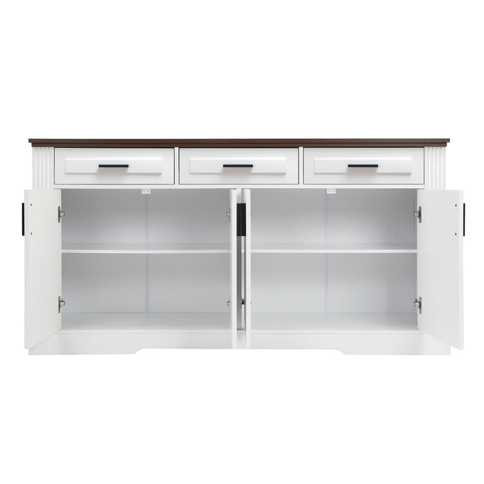 Fluted Sideboard Buffet Cabinet With 4 Doors And 3 Drawers