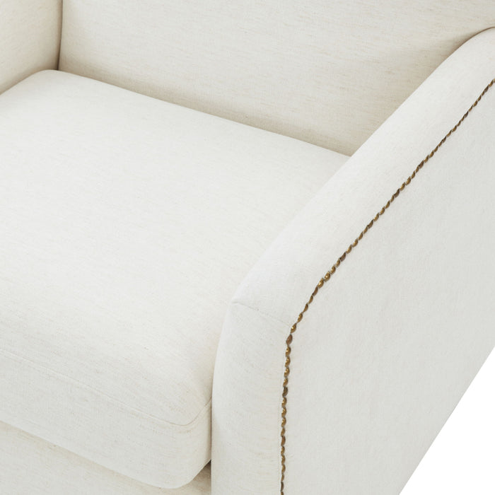 Tolland - Swivel Accent Chair With Antique Brass Nailhead Trim - Cream