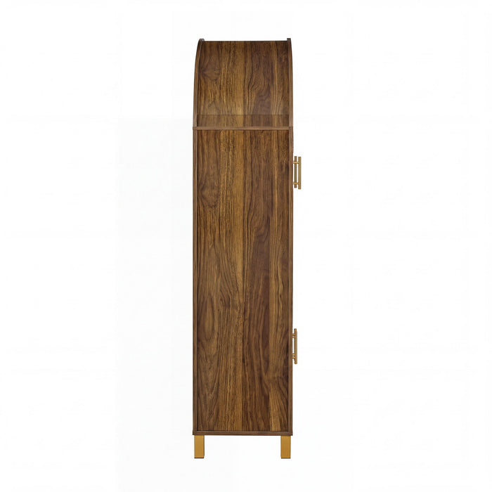 Tall Arched Cabinet With Rattan Doors & Adjustable Shelves