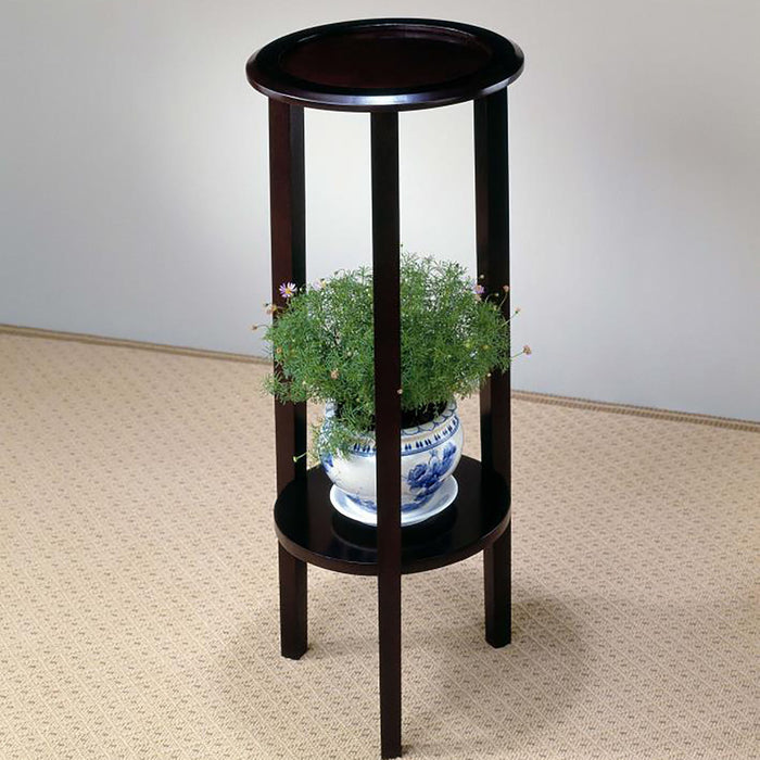 Round Accent Table With Open Shelf - Espresso