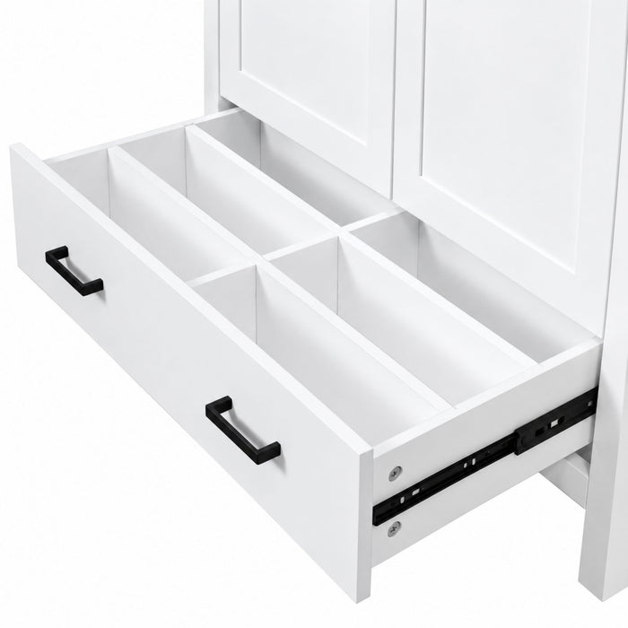 Bathroom Vanity With Sink, Soft Close Doors, Double Shelves & Divided Drawer