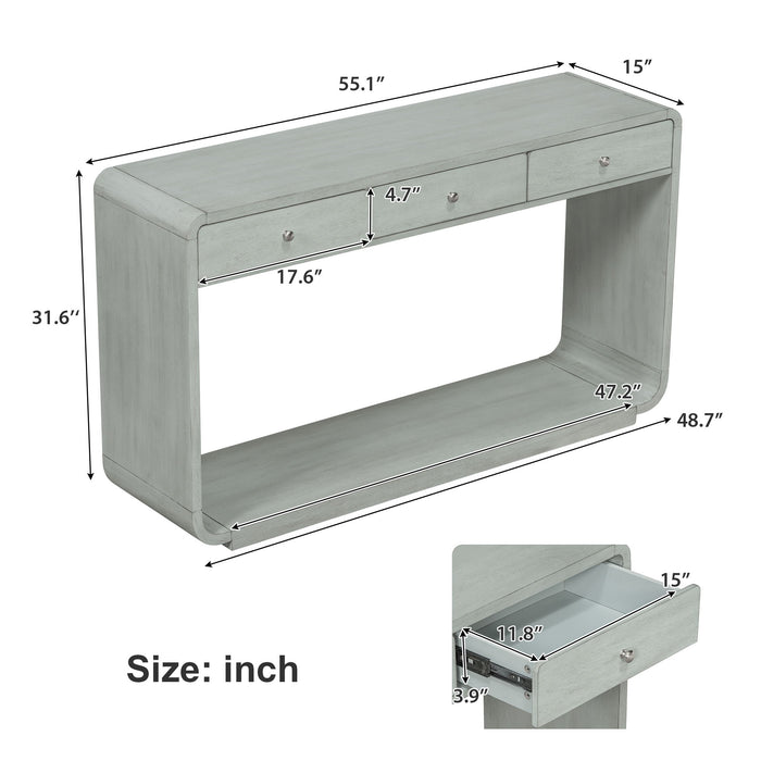 Console Table With 3 Drawers And Display Shelf