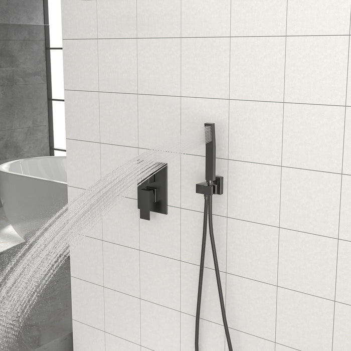 Modern Dual Shower Head System With 16" Ceiling Mount Finish, Stainless Steel And Brass