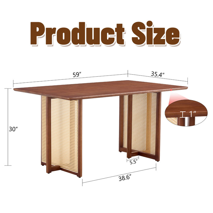 Dining Table With Imitation Rattan Design For Dining Room
