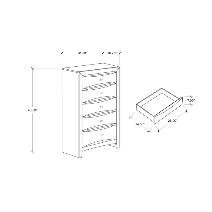 Lucille - 5 Piece Bedroom Set With Storage Drawers And Bookcase Headboard