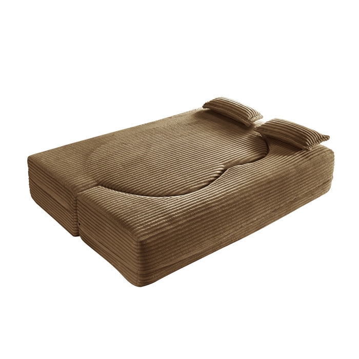 Floor Convertible Sleeper Sofa Bed With 2 Pillows